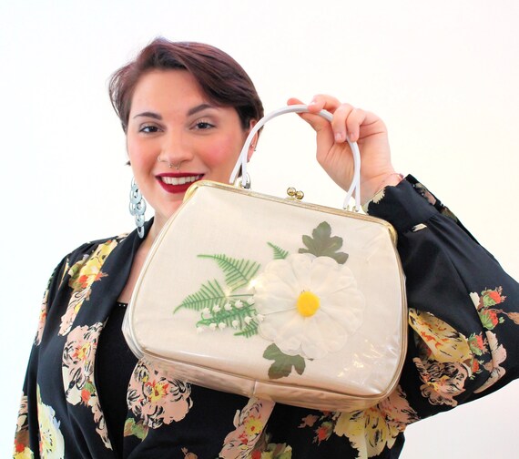 60s Vinyl Flower Purse, Vintage JR Julius Resnick