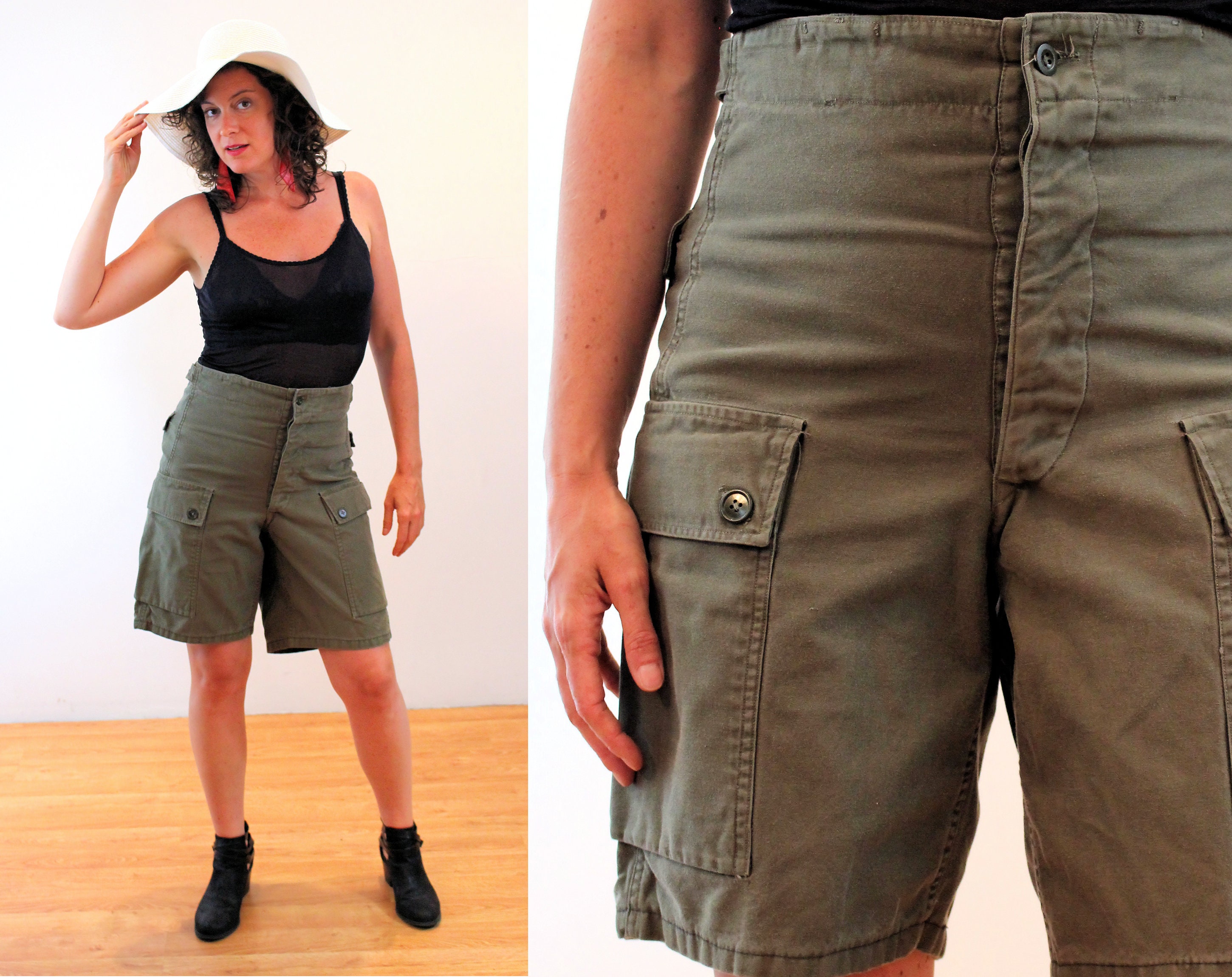 70s Army Cargo Shorts M Vintage Dutch 