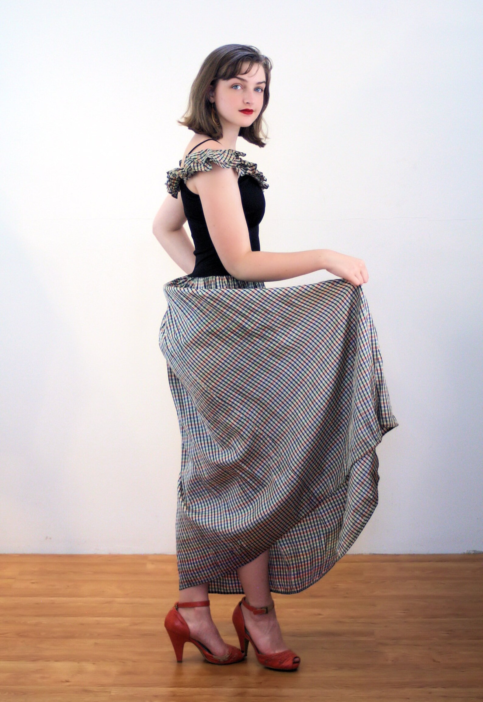 purple acetate taffeta dress