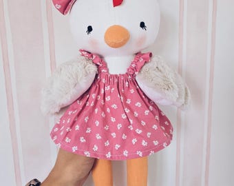 Handmade Linen Hen | Fabric Hen Doll | Linen Animal Plush Toy | Handcrafted Plush Toy | Children's Room Decoration | Baby Gift