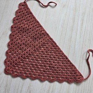 Crochet triangle bandana - handmade cotton headscarf image 8