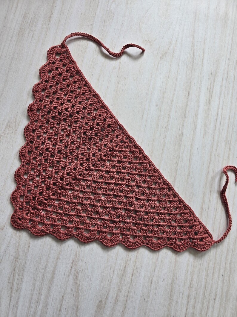 Crochet triangle bandana - handmade cotton headscarf image 8