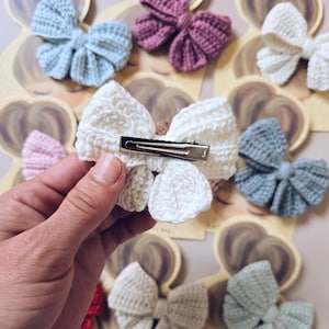 Crochet bow hair clip - handmade hair accessory for girls