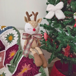 Crochet Christmas reindeer - handmade plush - festive amigurumi - holiday decoration - Baby or Child Christmas gift