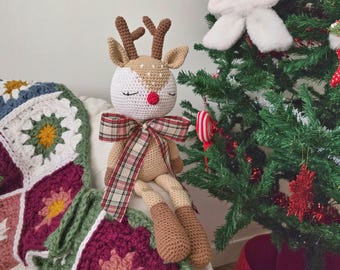 Crochet Christmas reindeer - handmade plush - festive amigurumi - holiday decoration - Baby or Child Christmas gift