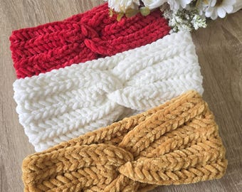 Diadema calentadora de orejas de hilo de chenilla, accesorio de invierno suave y elástico