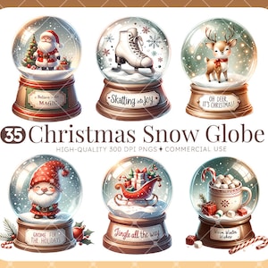 Christmas Snow Globe Clipart Bundle,Watercolor Christmas, PNG, Winter Clipart,Christmas Clipart, Winter Clipart,Christmas Quotes,Santa,Gnome