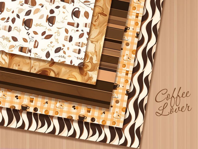 Cafe Rapper Paper With Pattern Coffee Digital Paper Bundle: Seamless Cafe Patterns (12x12 Jpgs ...