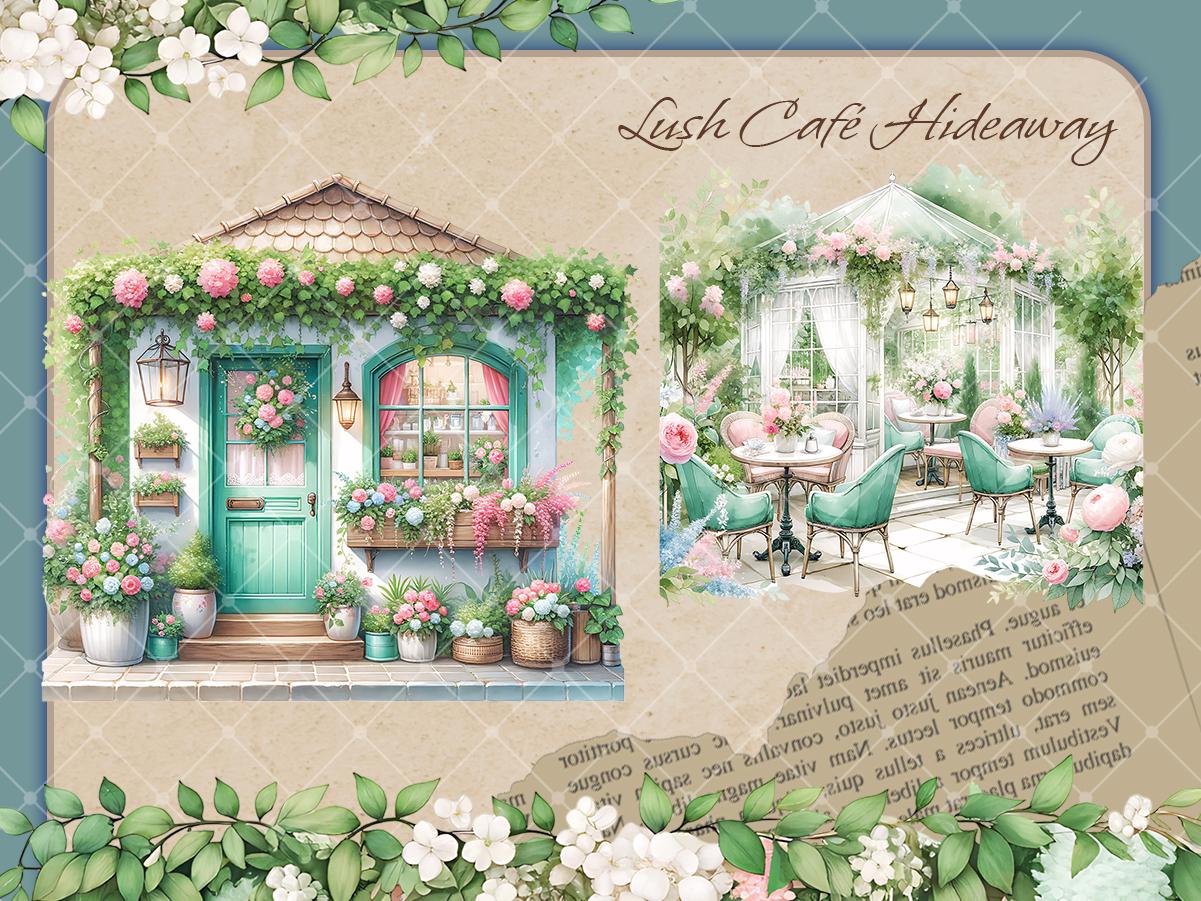 Cottagecore Cafe Clipart Bundle: Watercolor Florals, Rustic Decor (PNG ...