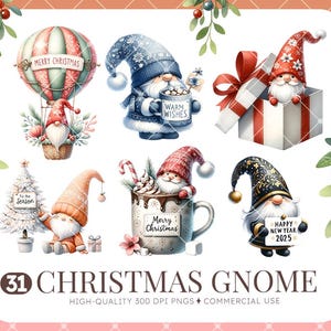 Aquarell süße Wichtel, Clipart Bundle, Chirstmas Clipart, hochwertige PNGs, digitaler Download, Kartenherstellung, Mixed Media, digitales Papiermodell