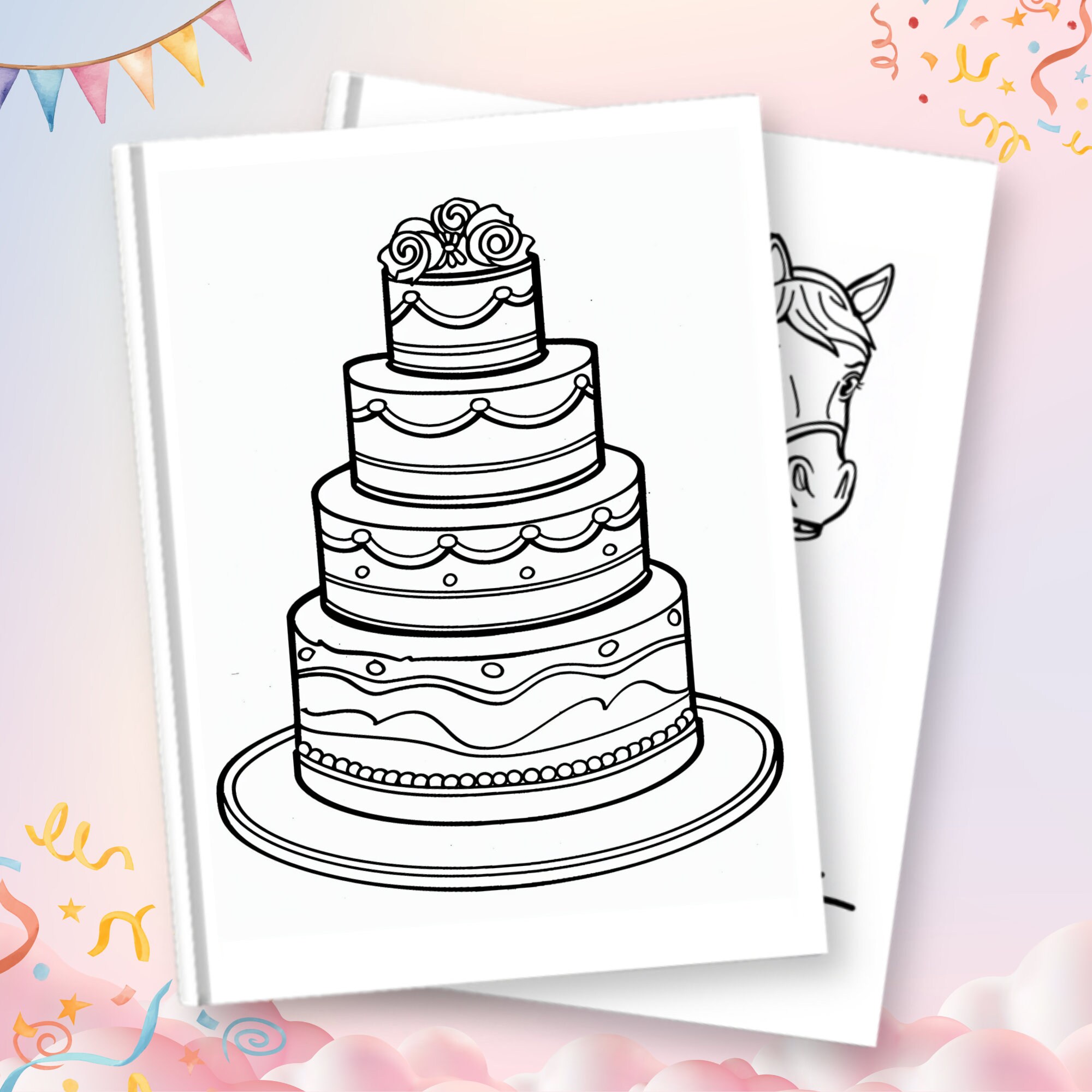 50 Coloring Pages for Children, Simple Coloring Pages, Animals Coloring