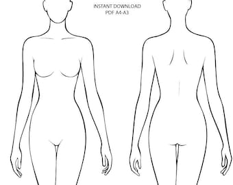 Fashion Figure Templates: Female Body Poses, Fashion Flats (PDF A4-A3)