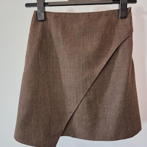 Wool skirt; Mini skirt; High waist skirt; Office skirt; Brown wool skirt; Vintage wool skirt;School skirt; Vintage wool; Asymmetrical skirt