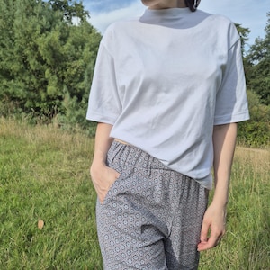Cotton Wide Leg Palazzo Pants: Elastic Waist, Pockets
