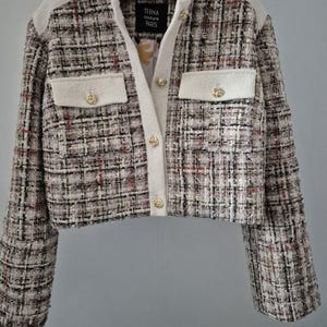 Tweed;Jacket; Cropped jacket;Casual jacket;Formal jacket;Lightweight jacket; Women&#39;s jacket;Button-up jacket; Veste; Piece unique;Jackets