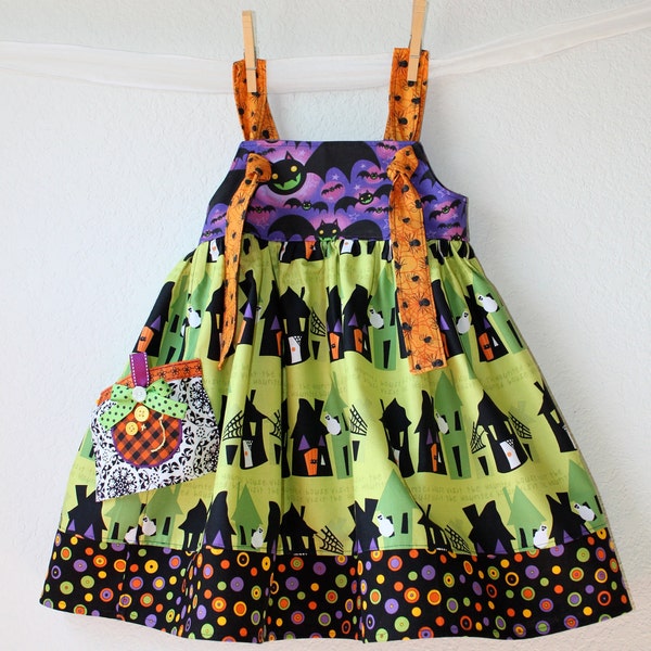 Halloween Knot Dress  Size 2T Ready to ship -- Other sizes available