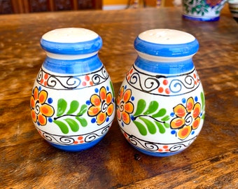 Handmade and Hand-painted Brightly Colored Salt and Pepper Shakers