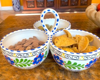 Ceramic Triple Bowl Condiment Set