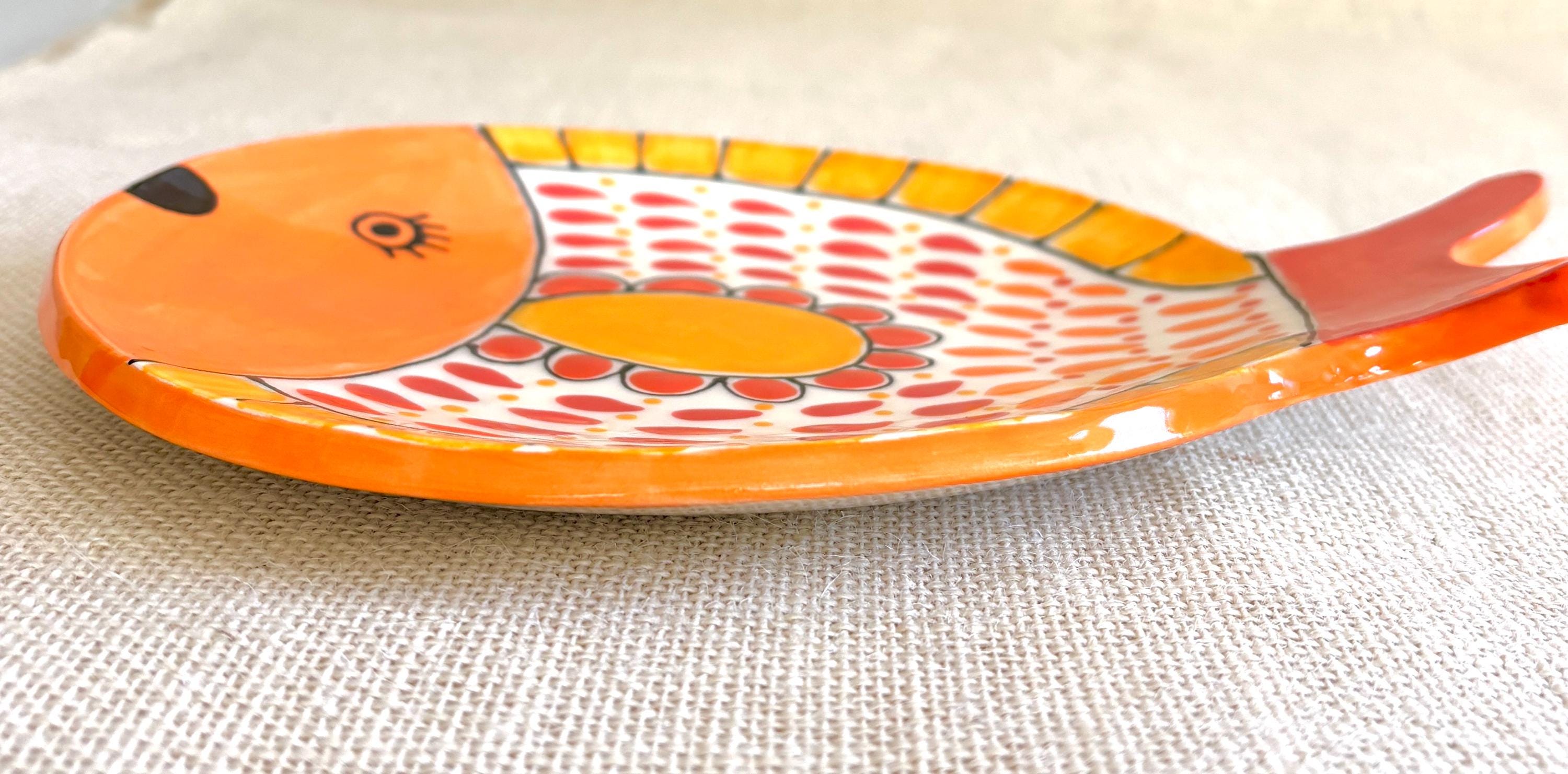 Ceramic Fish Shaped Plate for Serving or Decoration/handmade and Hand ...