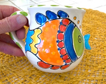 Handmade and Hand-painted Ceramic Fish Mug