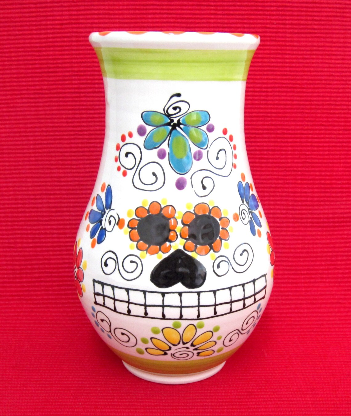 Vase With Calavera Dia De Los Muertos Etsy