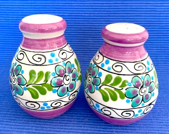 Handmade and Hand-painted Brightly Colored Salt and Pepper Shakers