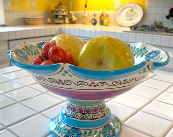 Footed Ceramic Pedestal Serving Bowl