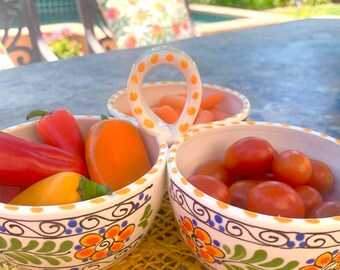 Ceramic Triple Bowl Condiment Set