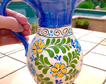 Handmade and Hand-Painted Ceramic Pitcher