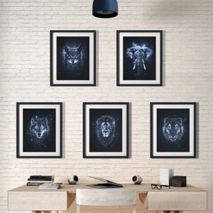 Spirit Animals - 5er Set Designs | Spektrale Konstellation | Poster Art - Digitaldruck Download