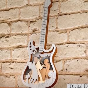 Arquivos de corte a laser para concerto de guitarra - Obra de arte de 8 camadas para Glowforge Svg