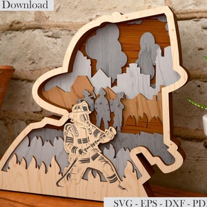 Firefighter Laser cut files - 8 Layer Art Piece for Glowforge Svg