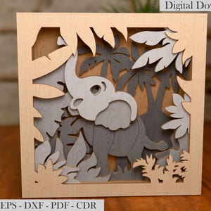 Multilayer Cute Elephant Laser SVG, Glowforge, Dxf