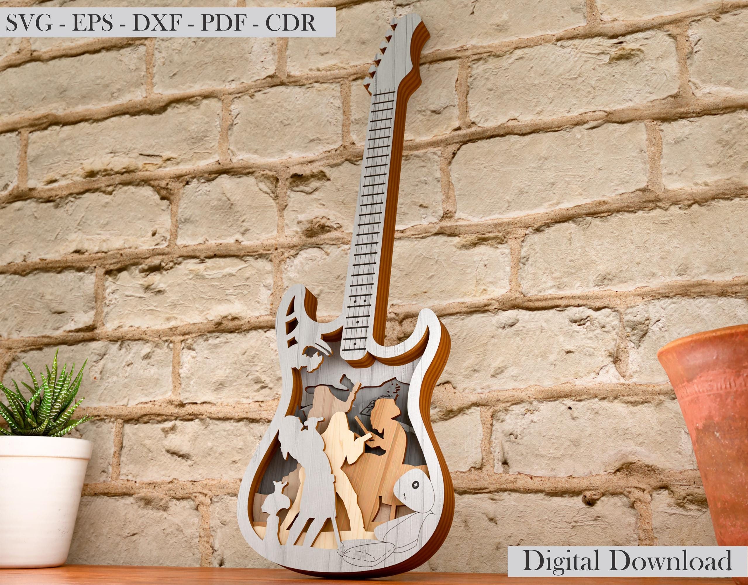 Guitar Concert Laser cut files - 8 Layer Art Piece for Glowforge Svg