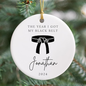 Personalized Karate Ornament Black Belt Gift Taekwondo Belt Ceramic Ornament Keepsake Martial Arts Gift Custom Karate Gift Sports Ornament