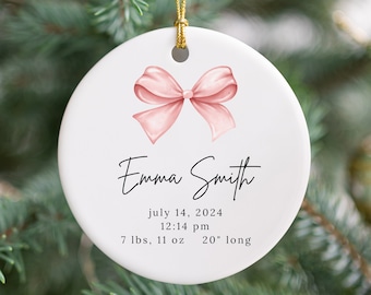 Birth Stat Ornament Personalized Baby Ornament My First Christmas Keepsake Ornament New Baby Gift with Birthday Date New Parent Gift for Mom
