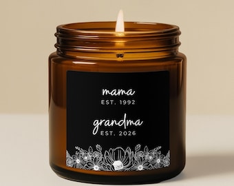Personalized Mothers Day Candle Grandmother Gift From Family Group Gift From Grandkids New Mom Baby Shower Gift For Wife From Husband