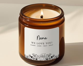Personalized Mothers Day Candle Grandmother Gift From Family Group Gift From Grandkids New Mom Baby Shower Gift For Wife From Husband