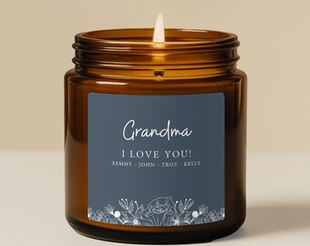 Personalized Mothers Day Candle Grandmother Gift From Family Group Gift From Grandkids New Mom Baby Shower Gift For Wife From Husband