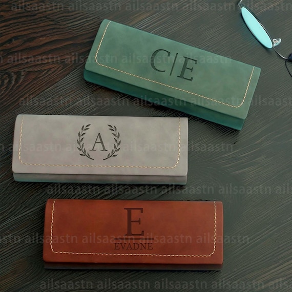 Personalized Glasses Case Sunglasses Holder Eyeglass Leather Carrying Pouch Custom Engraved Mothers Day Gifts for Mom Dad Him Her Men Women