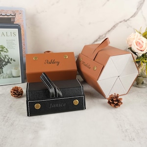 Étui à lunettes personnalisé en cuir gravé 3/4/5/6 emplacements, cadeau d'anniversaire, étui à lunettes de soleil personnalisé, cadeaux de mariage de demoiselle d'honneur, cadeau de marié