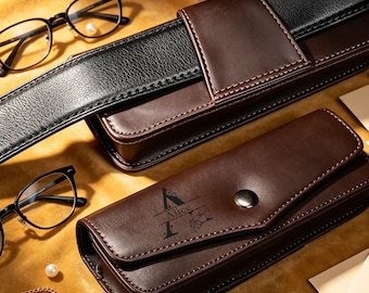 Personalized Leather Eyeglasses Case, Custom Engraved Belt Loop Glasses Holder, Handmade Sunglasses Pouch, Portable Eyewear Storage Gift