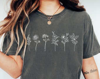 Comfort Colors® Wild Flowers Shirt,Wildflower Tshirt,Floral Shirt,Botanical Shirt,Flower Shirt, Nature Lover Shirt,Ladies Shirts,Womens Tees