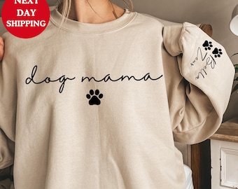 Personalized Dog Mama Sweatshirt, Custom Dog Mom Hoodie, Dog Owner Outfit, Dog Mama Clothings, Dog Mom Birthday Gift, Happy Mothers Day Gift