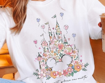 Happiest Place on Earth Shirt, Magic Kingdom Shirt, Disney Castle Floral Shirt, Magical World Shirt, Magical Kingdom, Disney World Shirt
