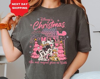 Disney Mickey & friends  Christmas Shirt, Pink Christmas t-shirt , Mickey's very merry Christmas shirt, WDW Disneyland trip gift