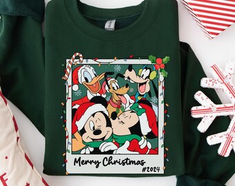 Disney Merry Christmas 2024 Sweatshirt, Mickey And Friends Hoodie, Disney Christmas Party 2024 T-Shirt, Family Matching Tee, Christmas Gift