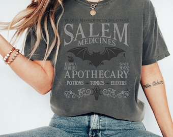 Salem Apothecary Halloween Comfort Colors Shirt, Retro Style Halloween Tee, Salem Witches Shirt, Salem Tee, Salem 1692 T-shirt