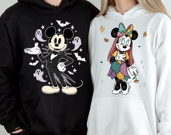 Retro Jack and Sally Sweatshirt, Disney Halloween Sweatshirt, Mickey and Minnie Sweatshirt, Spooky Season Sweatshirt, Pumpkin Sweatshirt