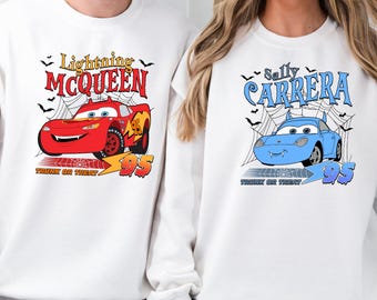 Retro Cars Movie Characters Halloween Sweatshirt, Cars Movie Halloween Sweatshirt, Disney Halloween Sweatshirt, Halloween Party Sweatshirt